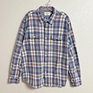 The Normal Brand Flannel Shirt Mens XXL Blue Plaid Mountain Overshirt Huckberry‎